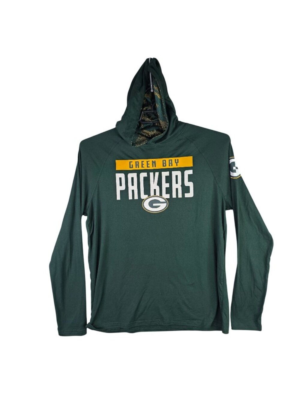 Mens Green Bay Packers NFL Zubaz Hooded Long Sleeve Shirt Polyester Size L